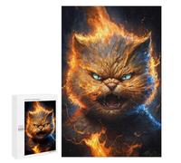 1000 PCS Jigsaw Puzzles- Flaming Cat Artwork -1 Jigsaw for Adults Relaxing Games Staycation Kill Time Deal As Gifts for The Whole Family 1000 PCS