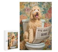 1000 PCS Jigsaw Puzzles Fluffy Dog Reading Newspaper on Toilet Adult Jigsaw Puzzles Enhance Memory Educational Challenge Toys Educational Games 1000 PCS