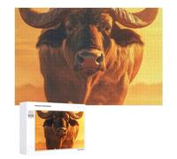 1000 PCS Jigsaw Puzzles for Adults African Buffalo Sunset Portrait Jigsaw Puzzle Family Games Perfect Decoration Birthday And Unique Gifts 1000 PCS