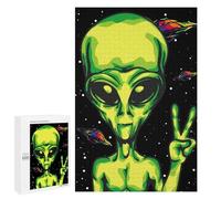 1000 PCS Jigsaw Puzzles for Adults Alien Peace Sign Space Art Jigsaw for Adults Relax Games Hand Speed Race for Is Ideal As A Gift 1000 PCS