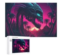 1000 PCS Jigsaw Puzzles for Adults Alien Skull in Tropical Sunset Jigsaw for Adults Relax Games For Family Fun for Is Ideal As A Gift 1000 PCS