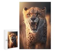 1000 PCS Jigsaw Puzzles for Adults Angry Cheetah Jigsaw for Adults Brain Teaser Game Birthday Present Difficult And Challenge 1000 PCS