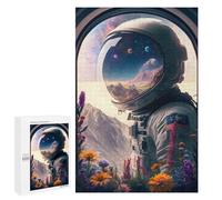 1000 PCS Jigsaw Puzzles for Adults Astronaut And Flowers Wind Jigsaw for Adults Brain Teaser Game Birthday Present Difficult And Challenge 1000 PCS