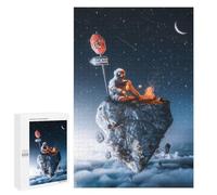 1000 PCS Jigsaw Puzzles for Adults Astronaut Roasting Marshmallows on A Floating Rock Jigsaw for Adults Relax Games Hand Speed Race for Is Ideal As A Gift 1000 PCS
