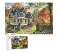 1000 PCS Jigsaw Puzzles for Adults Autumn Cottage with Classic Car Jigsaw for Adults Relax Games For Family Fun for Is Ideal As A Gift 1000 PCS