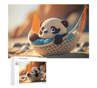 1000 PCS Jigsaw Puzzles for Adults Beach Relaxation Panda Hammock Jigsaw for Adults Relax Games For Family Fun for Is Ideal As A Gift 1000 PCS
