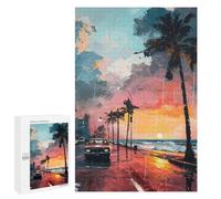 1000 PCS Jigsaw Puzzles for Adults Beachside Sunset Drive Jigsaw for Adults Relax Games Hand Speed Race for Is Ideal As A Gift 1000 PCS