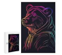 1000 PCS Jigsaw Puzzles for Adults Bear Neon Animal Jigsaw for Adults Relax Games Hand Speed Race for Is Ideal As A Gift 1000 PCS