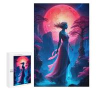 1000 PCS Jigsaw Puzzles for Adults Beautiful Red Moon Lady Jigsaw for Adults Brain Teaser Game Birthday Present Difficult And Challenge 1000 PCS