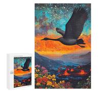 1000 PCS Jigsaw Puzzles for Adults Black Swan Flying Over Volcanic Landscape Jigsaws for Adults DIY Toys Analysis And Logic Unique Gifts for Birthday And Christmas 1000 PCS