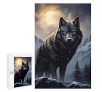 1000 PCS Jigsaw Puzzles for Adults Black Wolf in Snowy Mountains Jigsaw Puzzle Hands-on Game But Fun And Humorous Birthday And Unique Gifts 1000 PCS