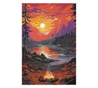 1000 PCS Jigsaw Puzzles for Adults Bonfire By The Lake Adult Jigsaw Puzzle Brain Teaser Game Difficult Challenge Difficult And Challenge 1000 PCS