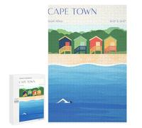 1000 PCS Jigsaw Puzzles for Adults Cape Town Beach Huts Illustration Puzzle for Adults Anti-Stress Toys A Work of Art Difficult And Challenge 1000 PCS