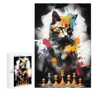 1000 PCS Jigsaw Puzzles for Adults Cat Chess Master Jigsaw for Adults Brain Teaser Game Birthday Present Difficult And Challenge 1000 PCS