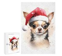 1000 PCS Jigsaw Puzzles for Adults Chihuahua Santa Hat Xmas Jigsaw for Adults Relax Games Hand Speed Race for Is Ideal As A Gift 1000 PCS
