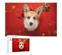 1000 PCS Jigsaw Puzzles for Adults Christmas Corgi Peeking Through Red Paper Jigsaw for Adults Relax Games For Family Fun for Is Ideal As A Gift 1000 PCS