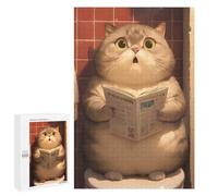 1000 PCS Jigsaw Puzzles for Adults Chubby Cat on Toilet 2 Jigsaws for Adults DIY Toys Analysis And Logic Unique Gifts for Birthday And Christmas 1000 PCS
