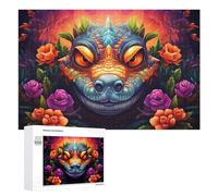 1000 PCS Jigsaw Puzzles for Adults Colorful Lizard Amidst Flowers Teenagers Puzzles Hands-on Game Improve Memory Parent-child Interaction 1000 PCS