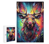 1000 PCS Jigsaw Puzzles for Adults Colorful Moose Portrait-5 Teenagers Puzzles Hands-on Game Improve Memory Parent-child Interaction 1000 PCS