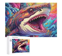 1000 PCS Jigsaw Puzzles for Adults Colorful Shark in Vibrant Ocean Jigsaw for Adults Relax Games For Family Fun for Is Ideal As A Gift 1000 PCS