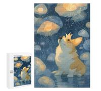 1000 PCS Jigsaw Puzzles for Adults Corgi with Crown And Jellyfish Puzzle for Adults DIY Toys Precision Cutting Unique Gifts for Birthday And Christmas 1000 PCS