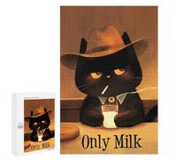 1000 PCS Jigsaw Puzzles for Adults CowBoy Cat - Western Cat Puzzles for Adults Fun Games Precision Cutting Birthday And Unique Gifts 1000 PCS