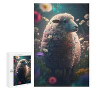 1000 PCS Jigsaw Puzzles for Adults Cute Floral Sheep Jigsaw for Adults Brain Teaser Game Birthday Present Difficult And Challenge 1000 PCS
