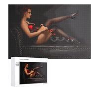 1000 PCS Jigsaw Puzzles for Adults Elegant Woman in Red And Black Outfit Jigsaw for Adults Family Games Presents for Women Parent-child Interaction 1000 PCS