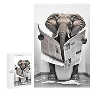 1000 PCS Jigsaw Puzzles for Adults Elephant Reading Newspaper in Toilet Teenagers Puzzles Hands-on Game Improve Memory Parent-child Interaction 1000 PCS