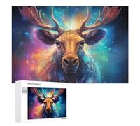 1000 PCS Jigsaw Puzzles for Adults Enchanted Deer in Cosmic Light Teenagers Puzzles Hands-on Game Improve Memory Parent-child Interaction 1000 PCS
