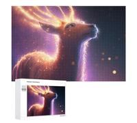 1000 PCS Jigsaw Puzzles for Adults Enchanted Deer with Glowing Antlers Teenagers Puzzles Hands-on Game Improve Memory Parent-child Interaction 1000 PCS