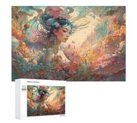 1000 PCS Jigsaw Puzzles for Adults Fantasy Artwork Woman with Flowers Teenagers Puzzles Hands-on Game Improve Memory Parent-child Interaction 1000 PCS
