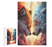 1000 PCS Jigsaw Puzzles for Adults Fire Vs Ice Dual Wolf Spirits Puzzles for Adults DIY Toys Home Decoration Difficult And Challenge 1000 PCS