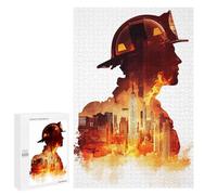 1000 PCS Jigsaw Puzzles for Adults Firefighter Silhouette Cityscape Jigsaw for Adults Relax Games Hand Speed Race for Is Ideal As A Gift 1000 PCS