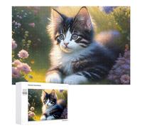 1000 PCS Jigsaw Puzzles for Adults Fluffy Kitten Garden-1 Jigsaw for Adults Family Games Presents for Women Parent-child Interaction 1000 PCS