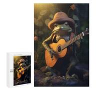 1000 PCS Jigsaw Puzzles for Adults Frog Hat Playing Guitar Jigsaw for Adults Relax Games Hand Speed Race for Is Ideal As A Gift 1000 PCS