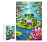 1000 PCS Jigsaw Puzzles for Adults Frog on Lily Pad Cartoon Puzzle for Adults DIY Toys Precision Cutting Unique Gifts for Birthday And Christmas 1000 PCS