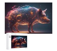 1000 PCS Jigsaw Puzzles for Adults Galactic Pig Cosmic Artwork -1 Jigsaw for Adults Family Games Presents for Women Parent-child Interaction 1000 PCS