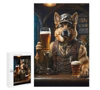 1000 PCS Jigsaw Puzzles for Adults German Shepherd Beer Hound Jigsaw for Adults Relax Games Hand Speed Race for Is Ideal As A Gift 1000 PCS
