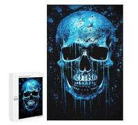 1000 PCS Jigsaw Puzzles for Adults Glowing Blue Skull Artwork-2 Teenagers Puzzles Hands-on Game Improve Memory Parent-child Interaction 1000 PCS