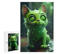 1000 PCS Jigsaw Puzzles for Adults Glowing Green Kitten Jigsaws for Adults DIY Toys Analysis And Logic Unique Gifts for Birthday And Christmas 1000 PCS