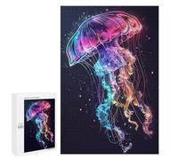 1000 PCS Jigsaw Puzzles for Adults Jellyfish Neon Animal Jigsaw for Adults Brain Teaser Game Birthday Present Difficult And Challenge 1000 PCS