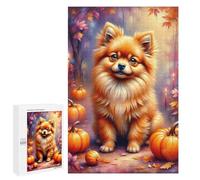 1000 PCS Jigsaw Puzzles for Adults Jigsaw Autumn Pomeranian with Pumpkins Adult Puzzles Relaxing Games Enhance Memory Christmas Birthday Gifts 1000 PCS