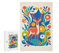 1000 PCS Jigsaw Puzzles for Adults Jigsaw Deer in Floral Pattern Adult Puzzles Relaxing Games Enhance Memory Christmas Birthday Gifts 1000 PCS