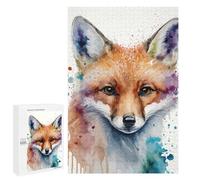 1000 PCS Jigsaw Puzzles for Adults Jigsaw Fox Head Watercolor Art Adult Jigsaw Brain Teaser Game Hand Speed Race Challenging Game Gifts 1000 PCS