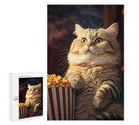 1000 PCS Jigsaw Puzzles for Adults Jigsaw Funny Popcorn Cat Adult Jigsaw Brain Teaser Game Hand Speed Race Challenging Game Gifts 1000 PCS