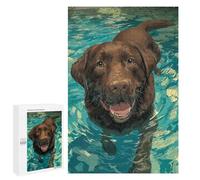 1000 PCS Jigsaw Puzzles for Adults Jigsaw Happy Labrador Swimming Adult Jigsaw Puzzle Brain Teaser Game Wall Decoration Fun at Home Activities, 1000 PCS