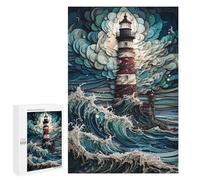 1000 PCS Jigsaw Puzzles for Adults Jigsaw Lighthouse in The Storm Adult Jigsaw Brain Teaser Game Hand Speed Race Challenging Game Gifts 1000 PCS