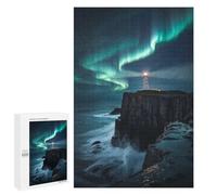 1000 PCS Jigsaw Puzzles for Adults Jigsaw Lighthouse Under Aurora Borealis Adult Jigsaw Puzzle Brain Teaser Game Wall Decoration Fun at Home Activities, 1000 PCS