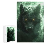 1000 PCS Jigsaw Puzzles for Adults Jigsaw Mystical Wolf in Green Smoke Adult Puzzles Relaxing Games Enhance Memory Christmas Birthday Gifts 1000 PCS